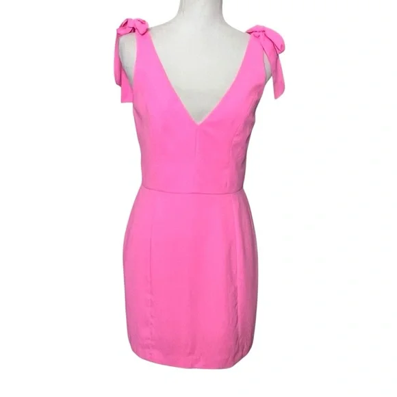 Amanda Uprichard Allora Mini Dress Women’s Small Pink Bow Strap Party - Picture 2 of 9